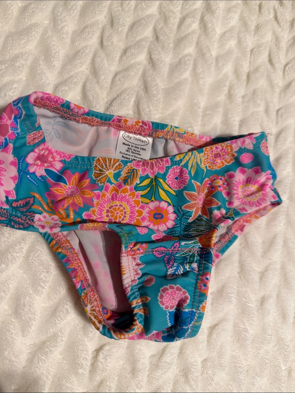 City Threads Teal Floral Girls' Swim Bikini Bottoms